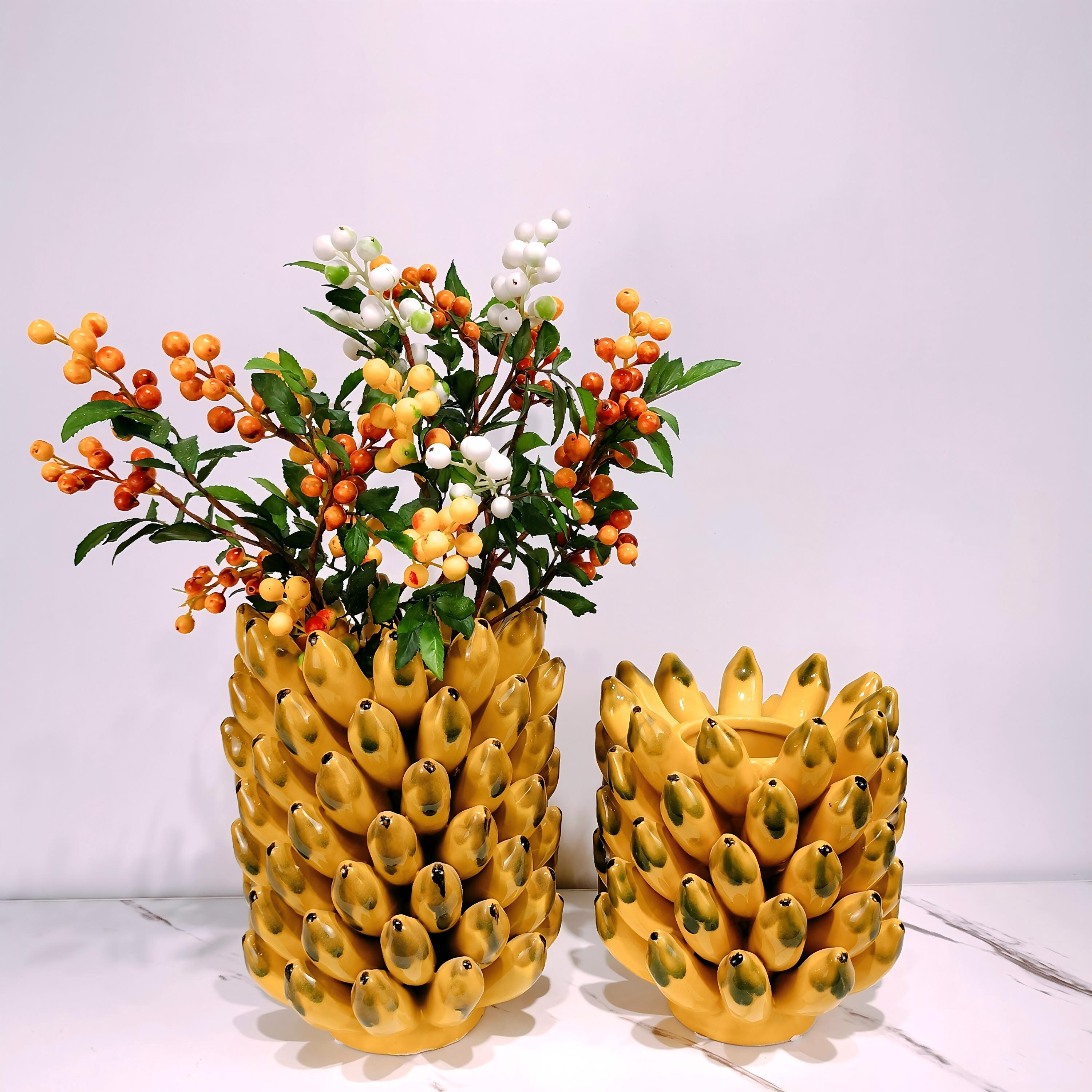 Handmade 3D Banana Ceramic Vase | Luxury Fruit Cluster Centerpiece & Table Decor