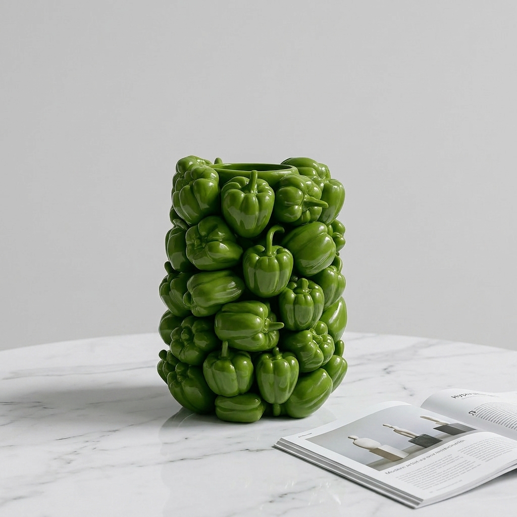 handmade-3d-green-pepper-ceramic-vase-front-view