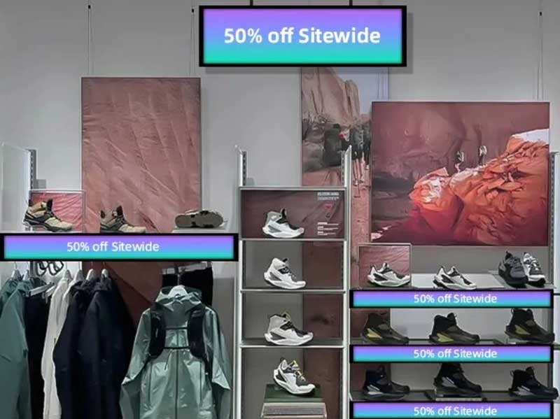 Bar Screen Shelving Screen in British Clothing Stores