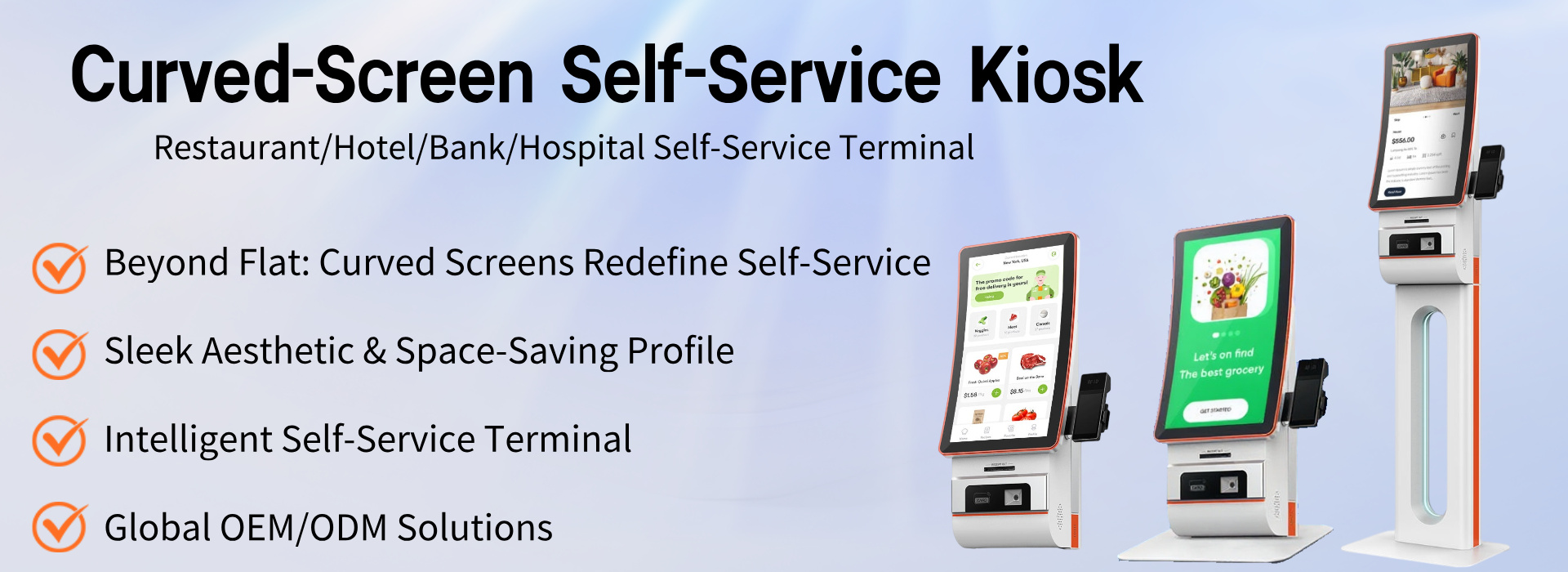 Floor-Standing Curved-Screen Self-Order Kiosk