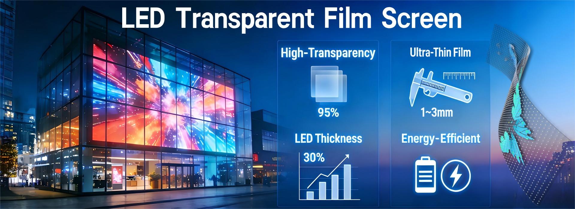 led transparent film screen