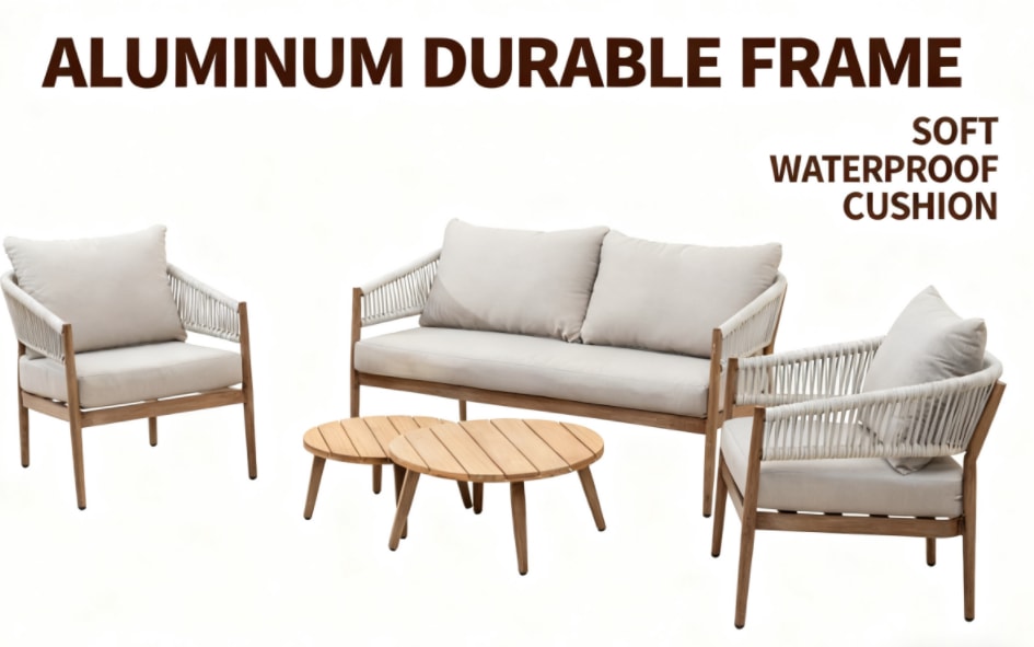 Aluminum Outdoor Patio Furniture Set with Coffee Table detail (2)