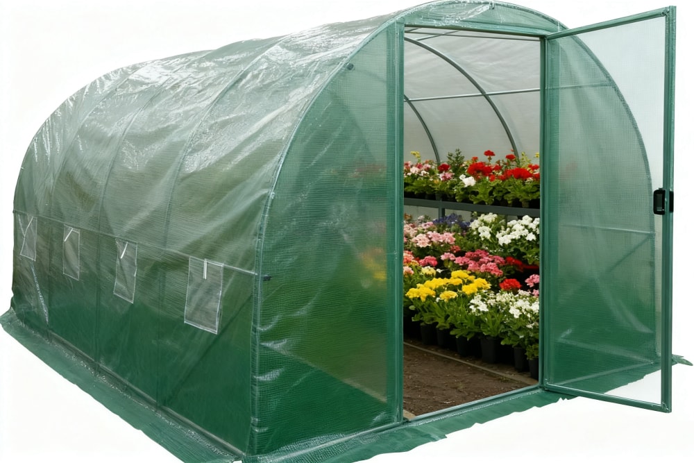 Durable Greenhouse with PE Mesh Cover and Easy Access Door des (1)