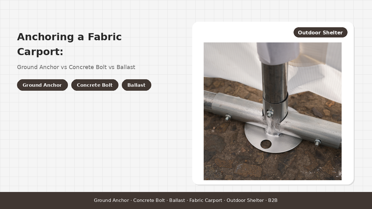Anchoring a Fabric Carport: Ground Anchor vs Concrete Bolt vs Ballast