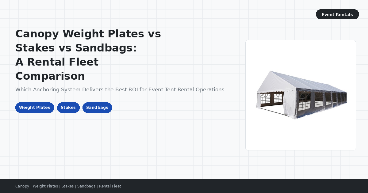 Canopy Weight Plates vs Stakes vs Sandbags: A Rental Fleet Comparison