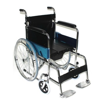 Commode Wheelchair with Large Wheels for Mobility & Convenience
