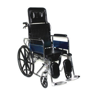 Medical Reclining Commode Wheelchair with High Back