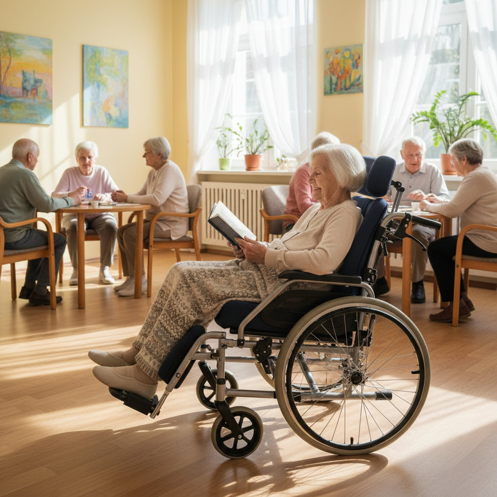Semi-Reclining Wheelchair For Elderly Community Daycare