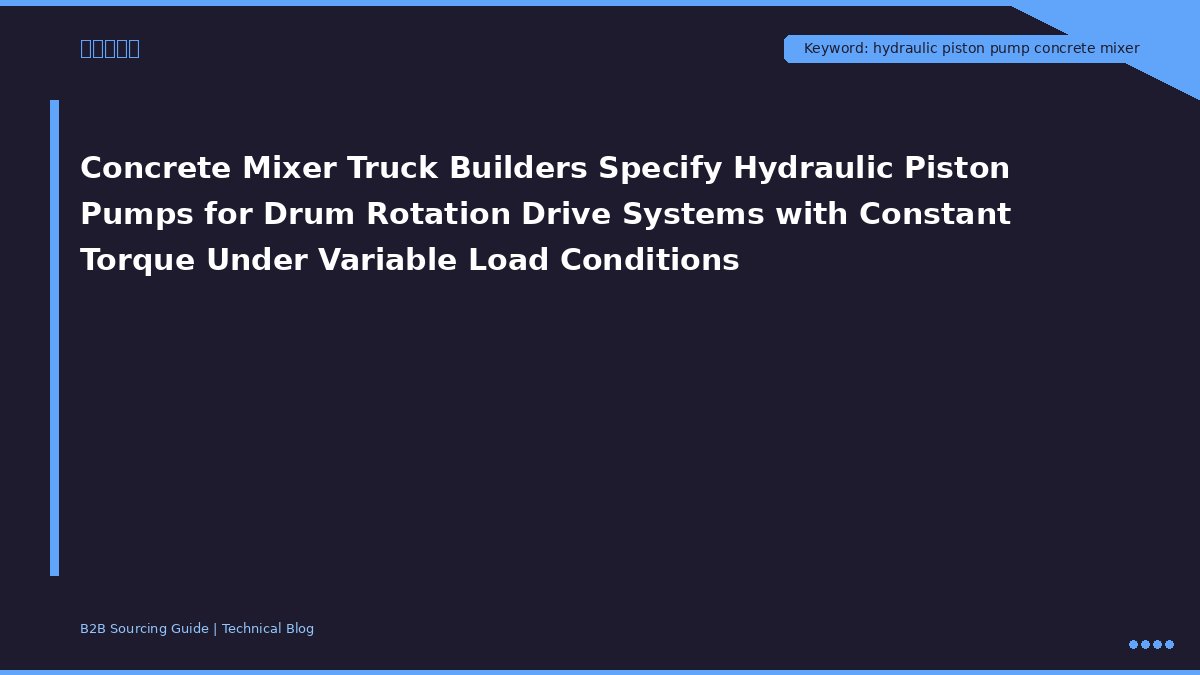 Concrete Mixer Truck Builders Specify Hydraulic Piston Pumps for Drum Rotation Drive Systems with Constant Torque Under Variable Load Conditions