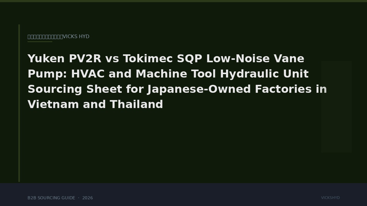 Yuken PV2R vs Tokimec SQP Low-Noise Vane Pump: HVAC and Machine Tool Hydraulic Unit Sourcing Sheet for Japanese-Owned Factories in Vietnam and Thailand