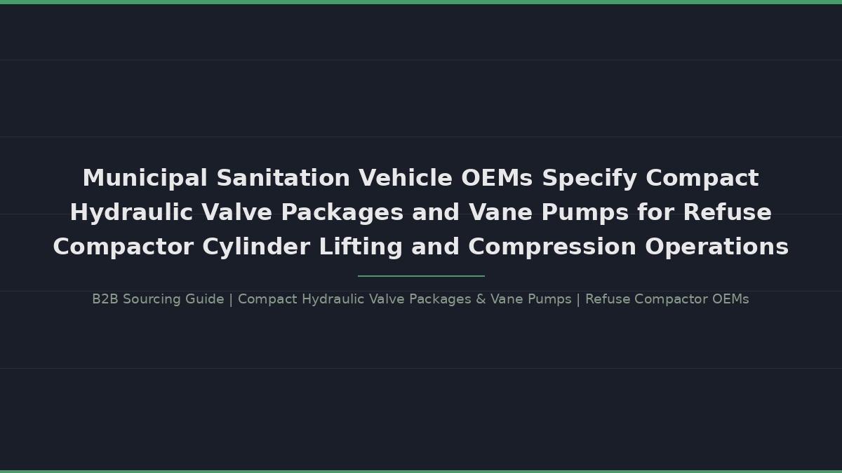 Municipal Sanitation Vehicle OEMs Specify Compact Hydraulic Valve Packages and Vane Pumps for Refuse Compactor Cylinder Lifting and Compression Operations
