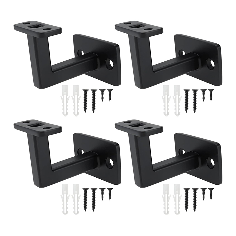 Handrail Brackets, 4pcs Heavy Duty Steel Square Hand Rail Brackets for Staircase Stair Railing