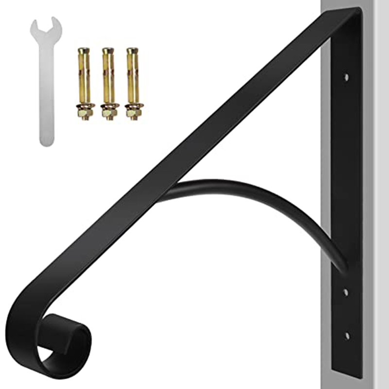 Adasea handrails, wall mounted handrails for outdoor steps, wrought iron handrails Stair railings suitable for 1 or 2 steps, stair rails for stepped porches (black)
