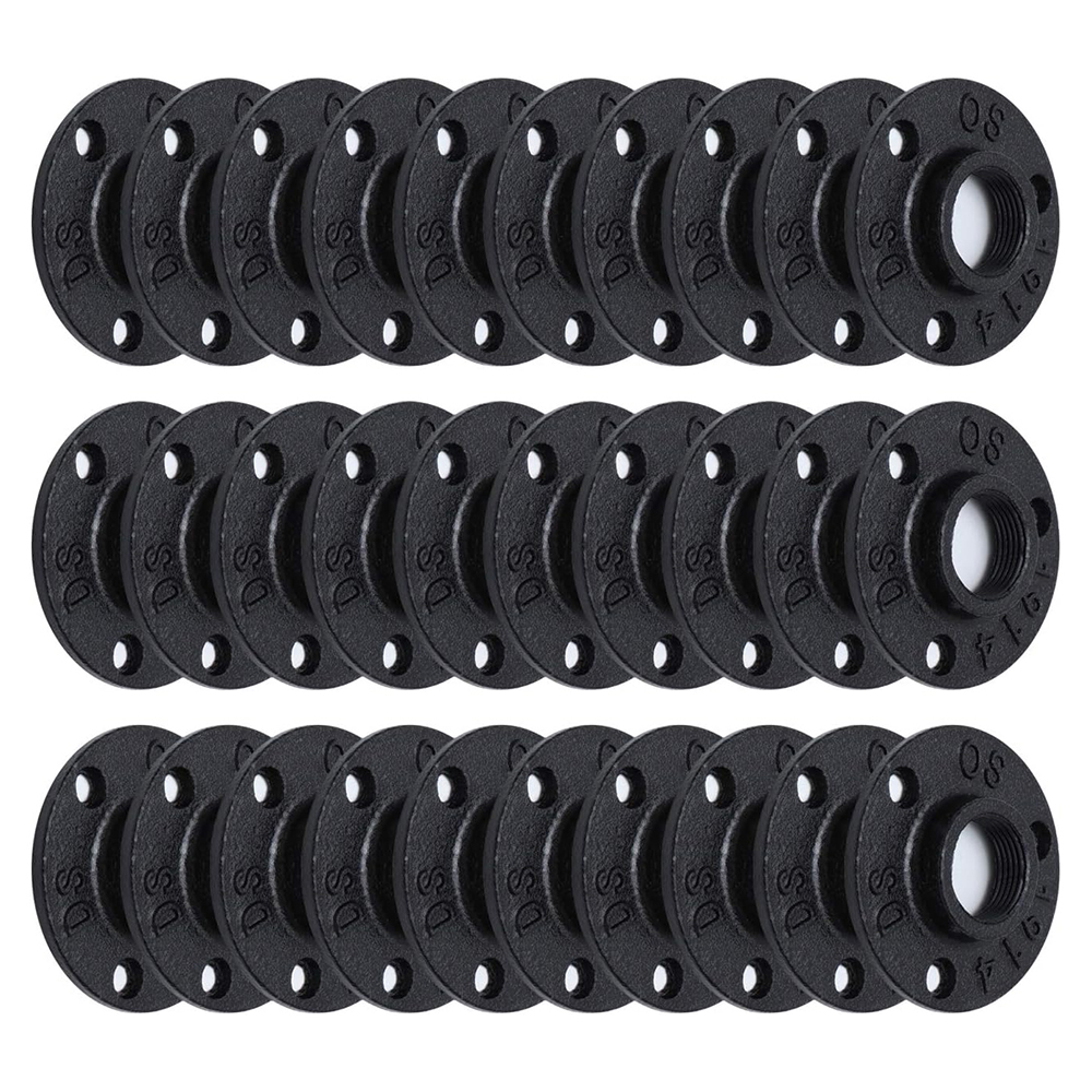 Antirust Black Floor Flange Home Malleable Steel Iron Flanges Pipe Fittings For Industrial Vintage Style With Threaded Hole-copy-copy-copy