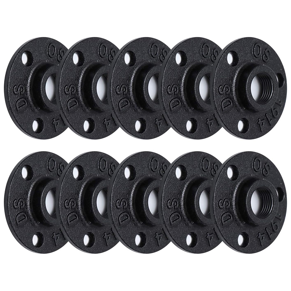 Antirust Black Floor Flange Home Malleable Steel Iron Flanges Pipe Fittings For Industrial Vintage Style With Threaded Hole-copy-copy-copy