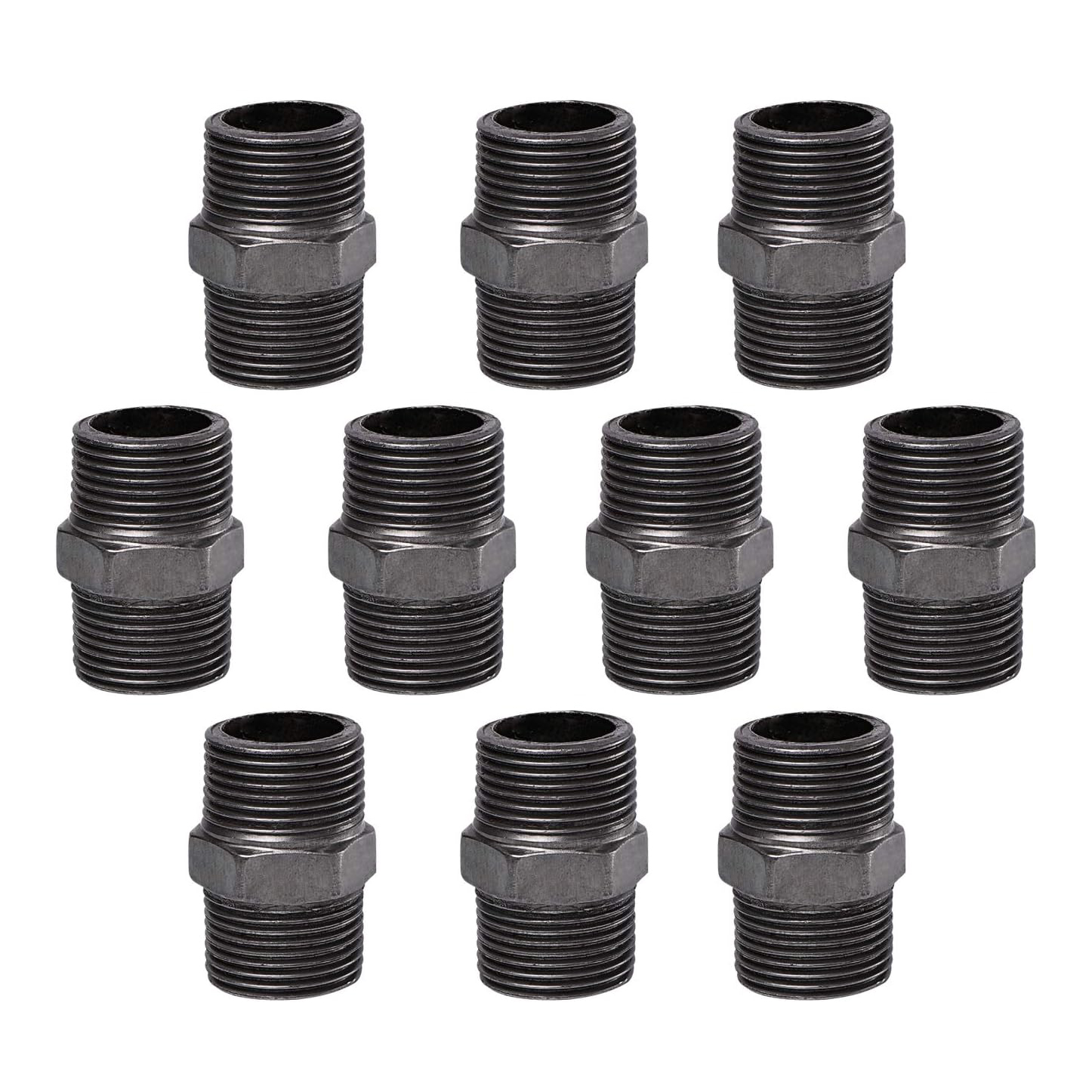 Pipe Fittings Hex Steel Threaded Pipe Nipple Home Male Coupling Connector For Steam-punk Vintage Shelf Bracket DIY Plumbing Pipe