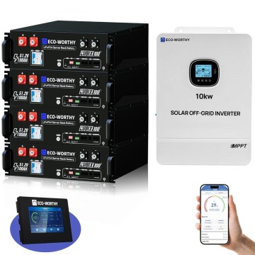 ECO-WORTHY 20.48kWh Residential ESS: 10kW Split-Phase Inverter & 48V LiFePO4 Battery System