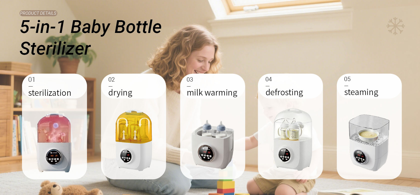 Multifunctional Baby Bottle Sterilizer Large Capacity Bottle Warmer BPA Free (1)