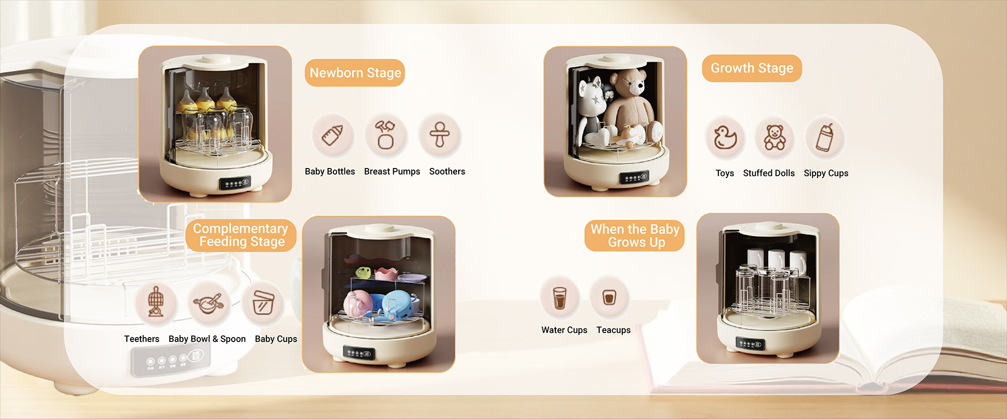 Bottle Sterilizer with Dryer – UVC + Hot Air, Sterilizes & Dries Infant Bottles Quickly