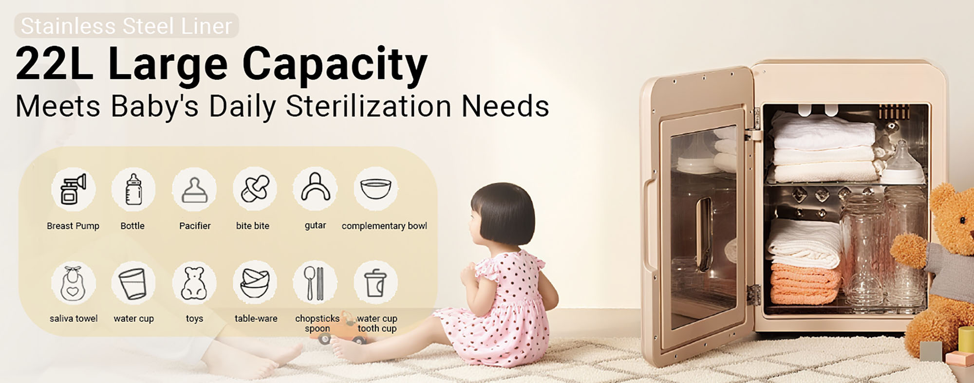 Electric Bottle Sterilizer with Dryer Easy to Clean