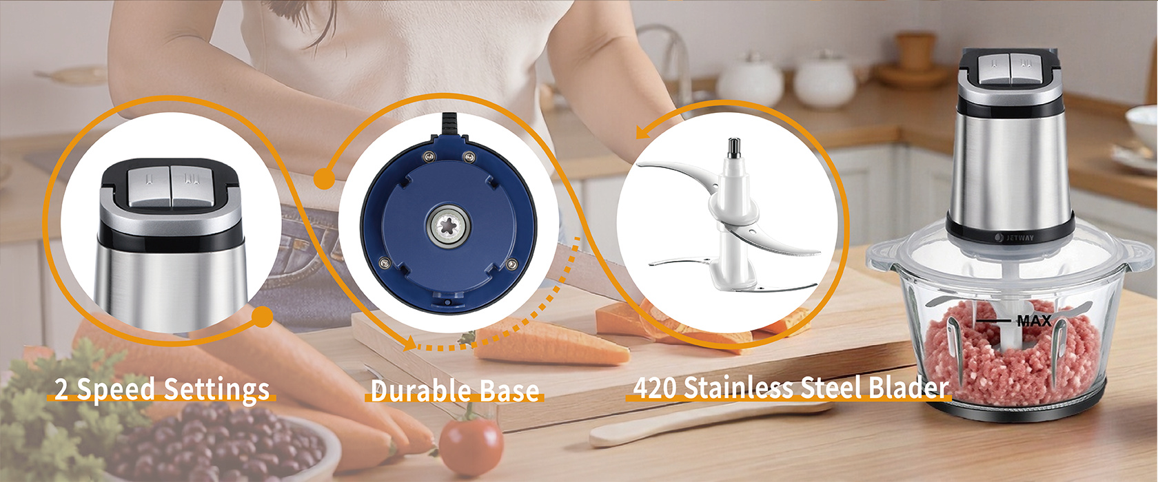 Electric food chopper for distributors