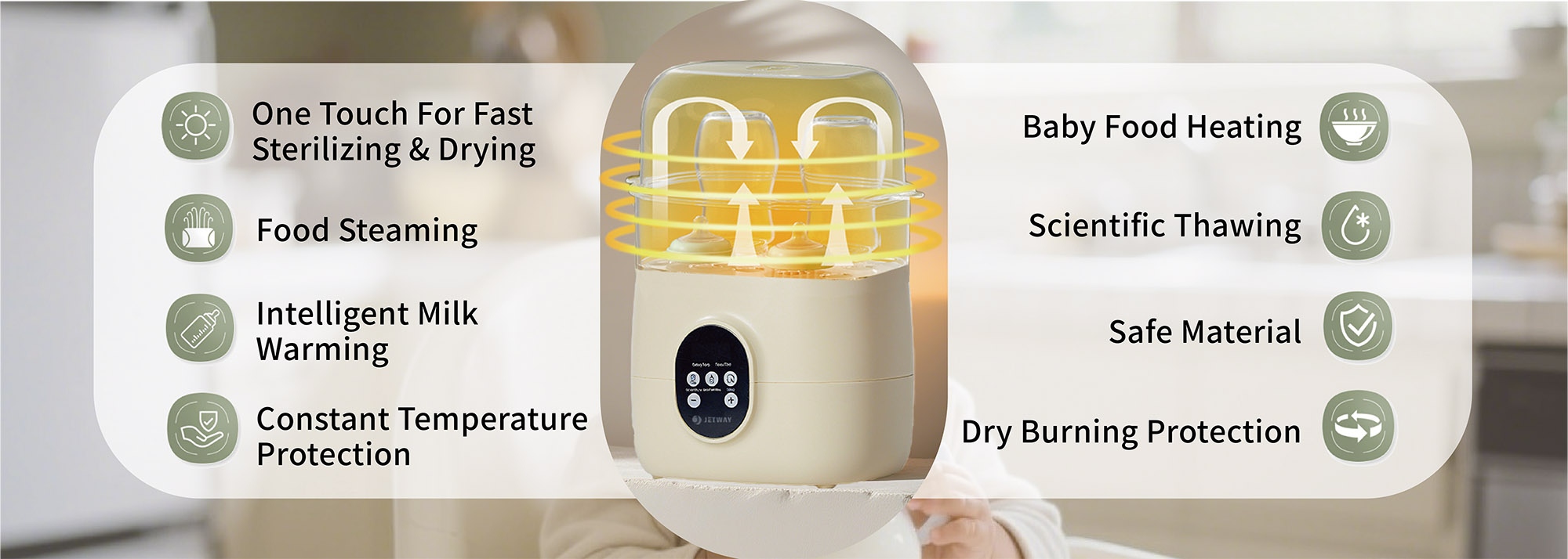ottle Steriliser & Dryer – Auto-Dry, Suitable for Milk Bottle Steriliser & Feeding Gear