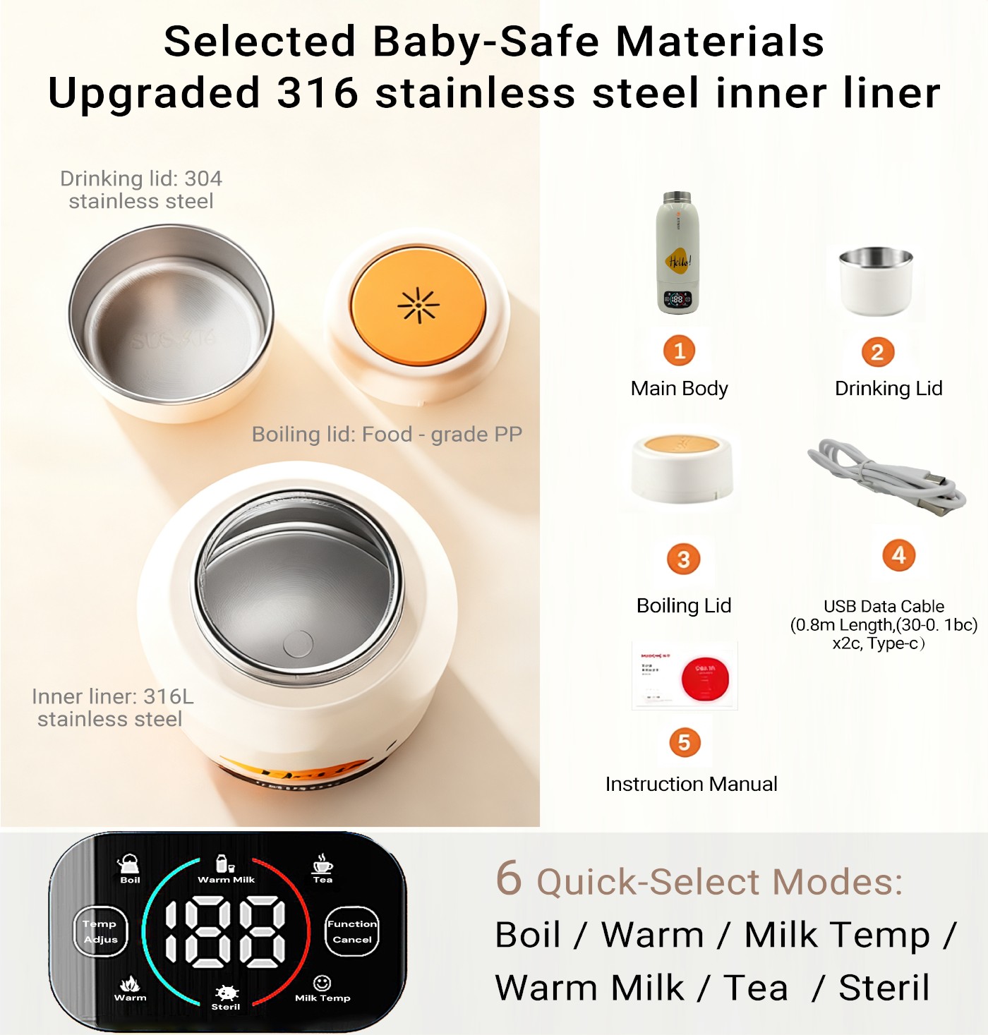 bulk Food-Grade Water Bottle Warmer – FDA-Certified 316L Inner Liner
