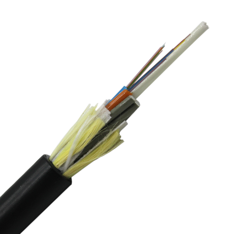 Cable de fribra óptica al aire libre aéreo de 48 núcleos ADSS G652d sola chaqueta del PE