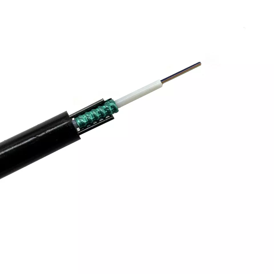 Cable de fribra óptica al aire libre aéreo del alambre de acero del solo modo G652D GYXTW de 12 corazones