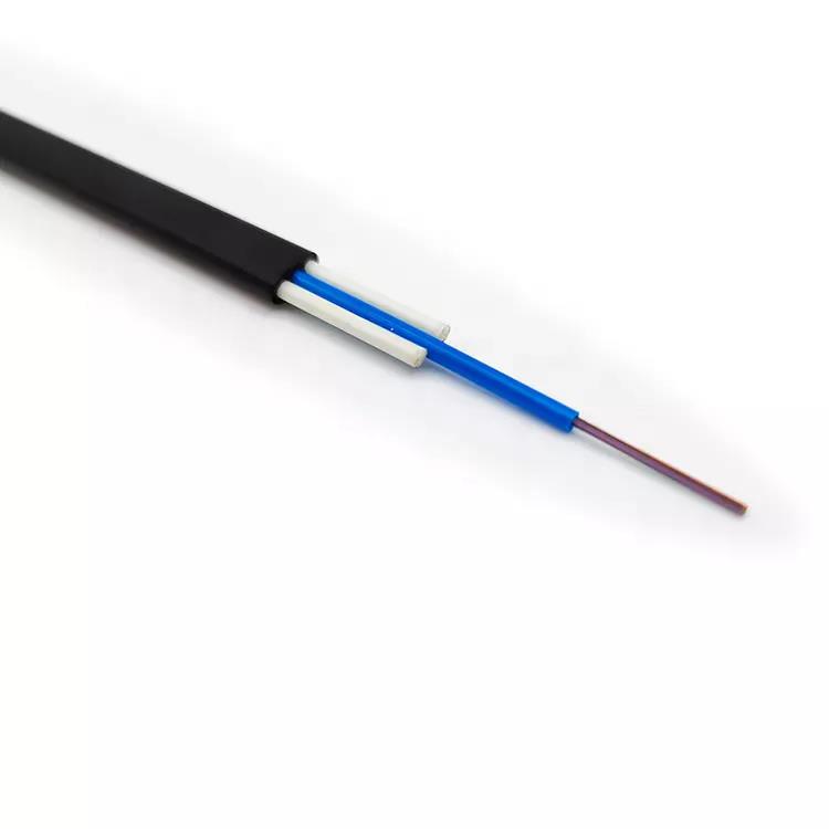 Cable de descenso Ftth plano al aire libre no metálico 1-24 núcleos GYFXTBY Cable de fibra óptica para telecomunicaciones
