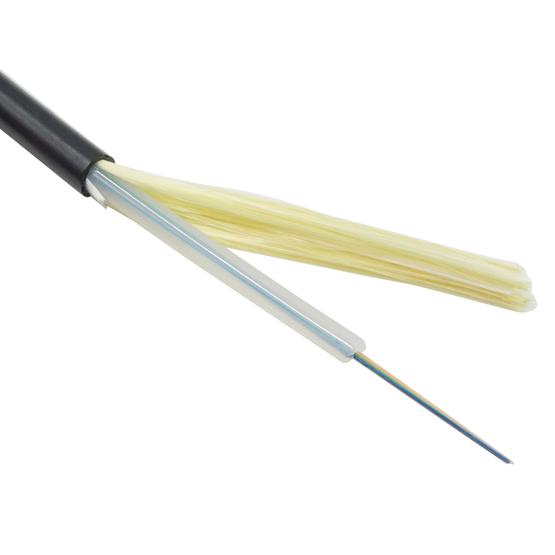Cable de bajada de fibra óptica para interior|exterior 12 24 fibras G657A2 OS2 SM|MM clasificado LSZH negro