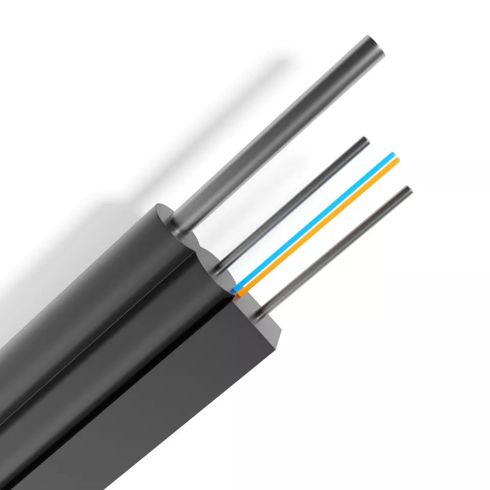 GJXH GJXCH 1 2 4 6 8 12 núcleos FTTH plano interior/exterior alambre de acero cable de fibra óptica Cable de caída