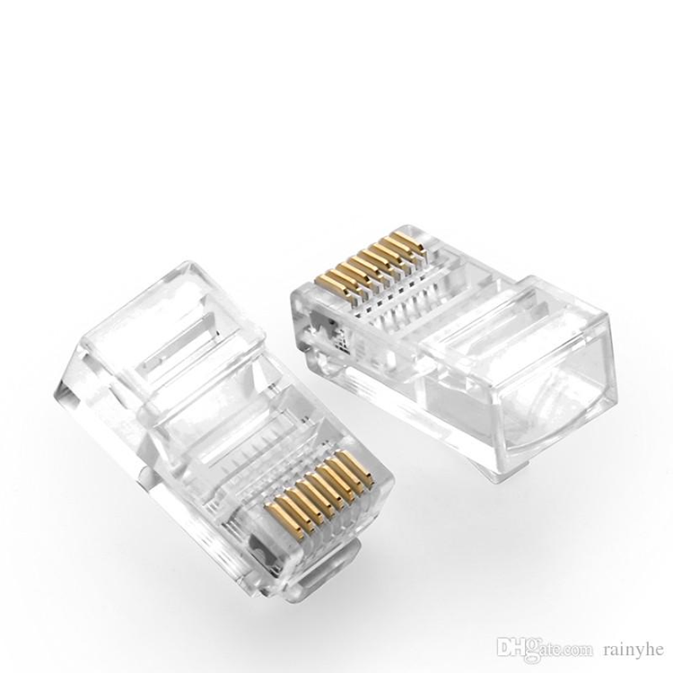 Embalaje de botellas Colorido CAT5E Rj45 8P8C ENCHUFE Conector RJ45 Cabeza de cristal