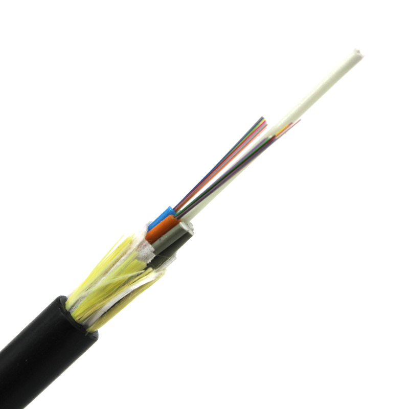 Cable de fribra óptica al aire libre aéreo de 72 núcleos ADSS G652d sola chaqueta del PE