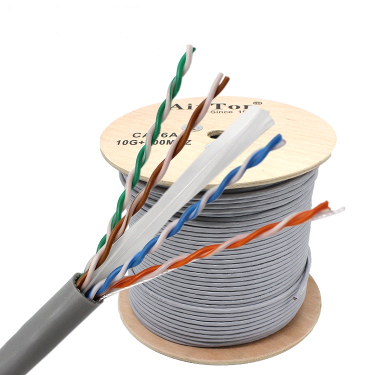 10G 500MHZ UTP Cat6A Cable 4 pares 23 AWG Cable Lan de cobre puro