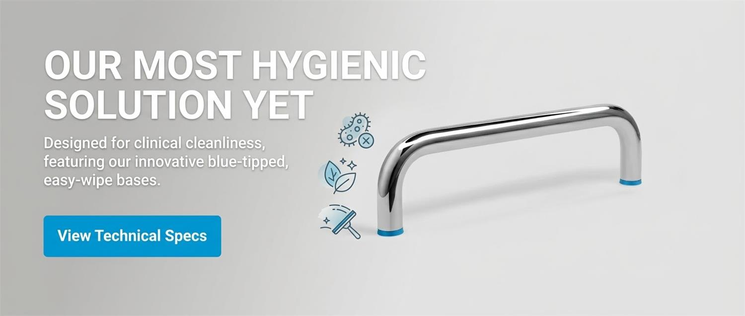 Industrieller, hygienischer Griff mit blauer Dichtung aus Edelstahl 316L