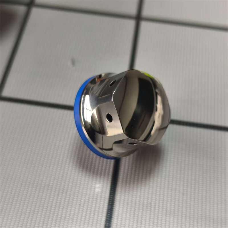 316L stainless steel hygienic breather drain with side air openings and a blue sealing ring
