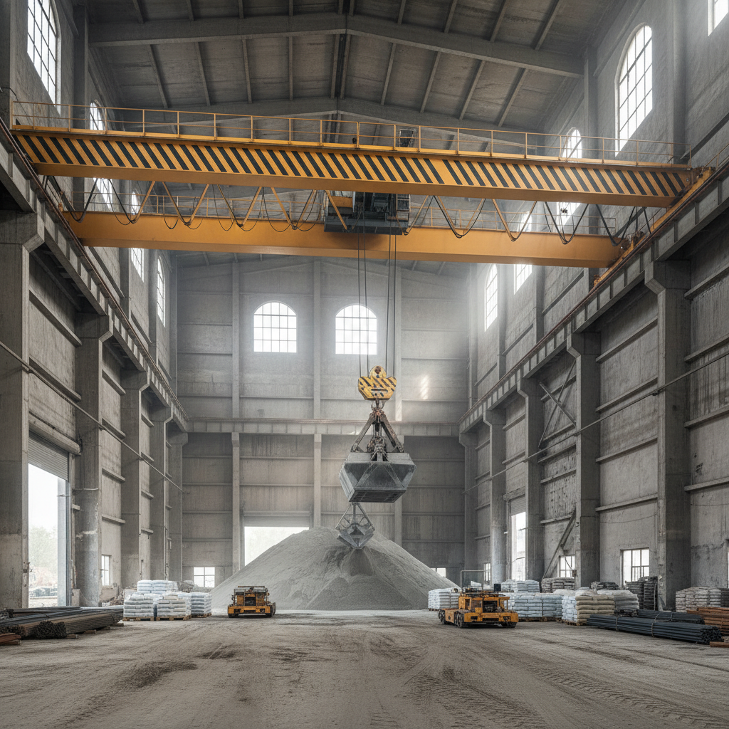 Double Girder Bridge Crane For Bulk Cement And Building Materials Hauling