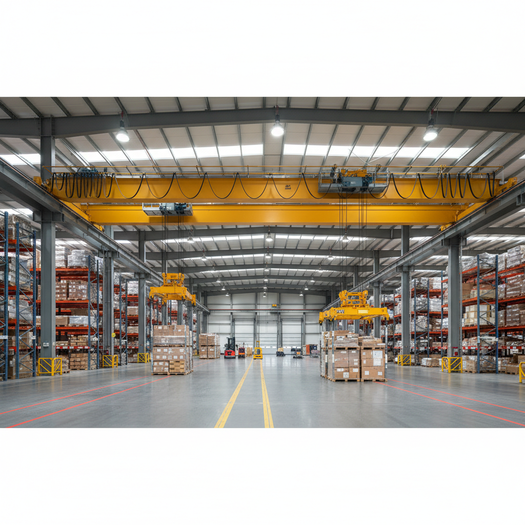 Double Girder Bridge Crane For Warehouse And Logistics Center Lifting