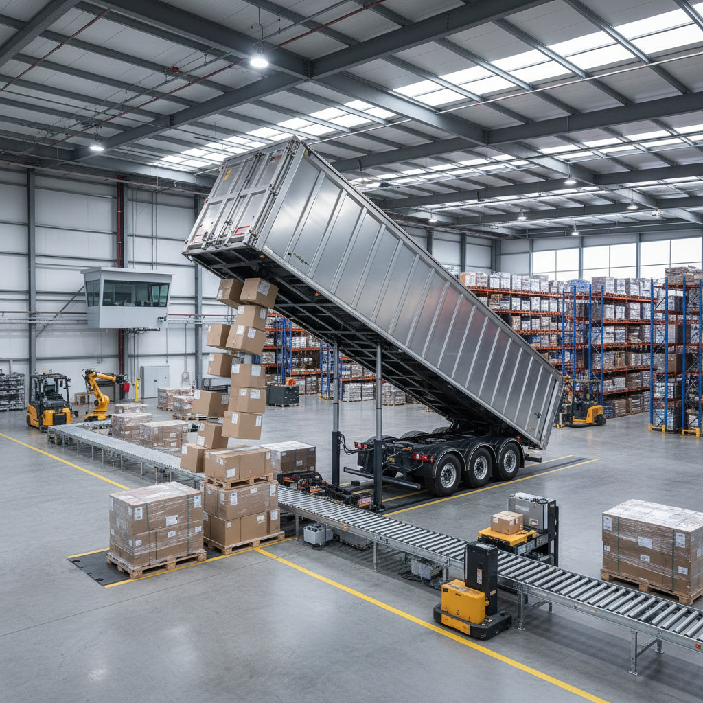 Tipper Semi Trailer For Warehouse And Logistics Center Lifting