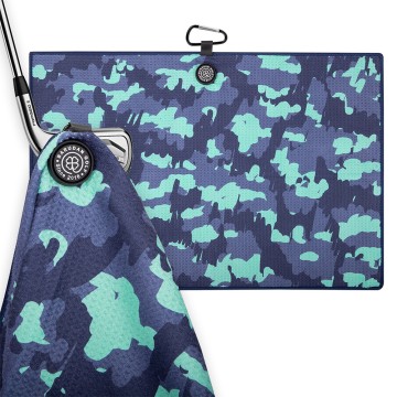 Serviette de golf gaufrée en microfibre camouflage avec aimant