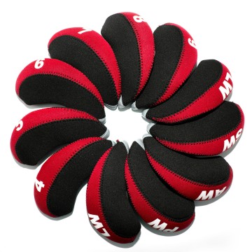 Lightweight Red & Black Neoprene Golf Iron Cover Set