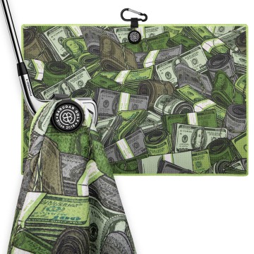 Serviette de golf magnétique en microfibre gaufrée à motif argent