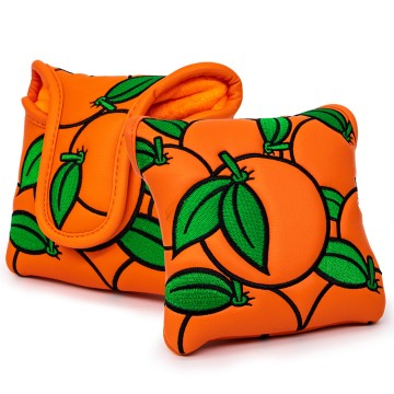 Housse de putter maillet de golf brodée à motif orange
