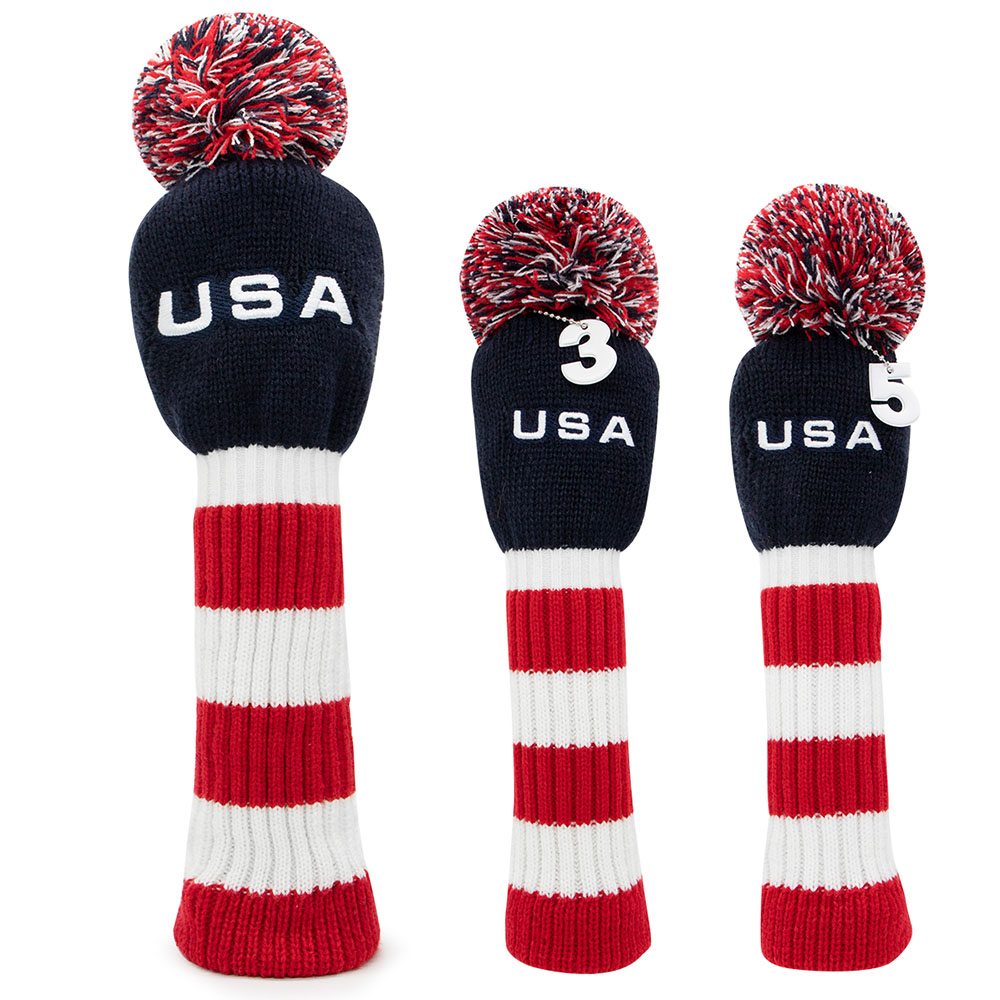 Patriotic USA Knitted Golf Head Cover Set