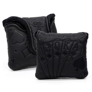 Couvre-tête de putter maillet Poker A en cuir PU noir.