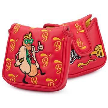 Housse de putter maillet de golf en cuir PU rouge à motif hot-dog