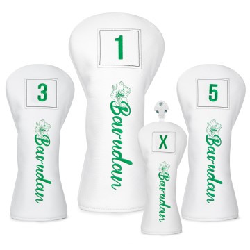 Custom Floral Embroidery Golf Wood Headcover Set