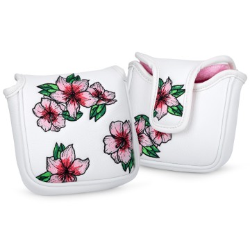 Schlägerhaube für Mallet-Putter mit rosa Blumenstickerei