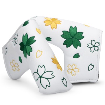 White Sakura Embroidered Golf Putter Headcover